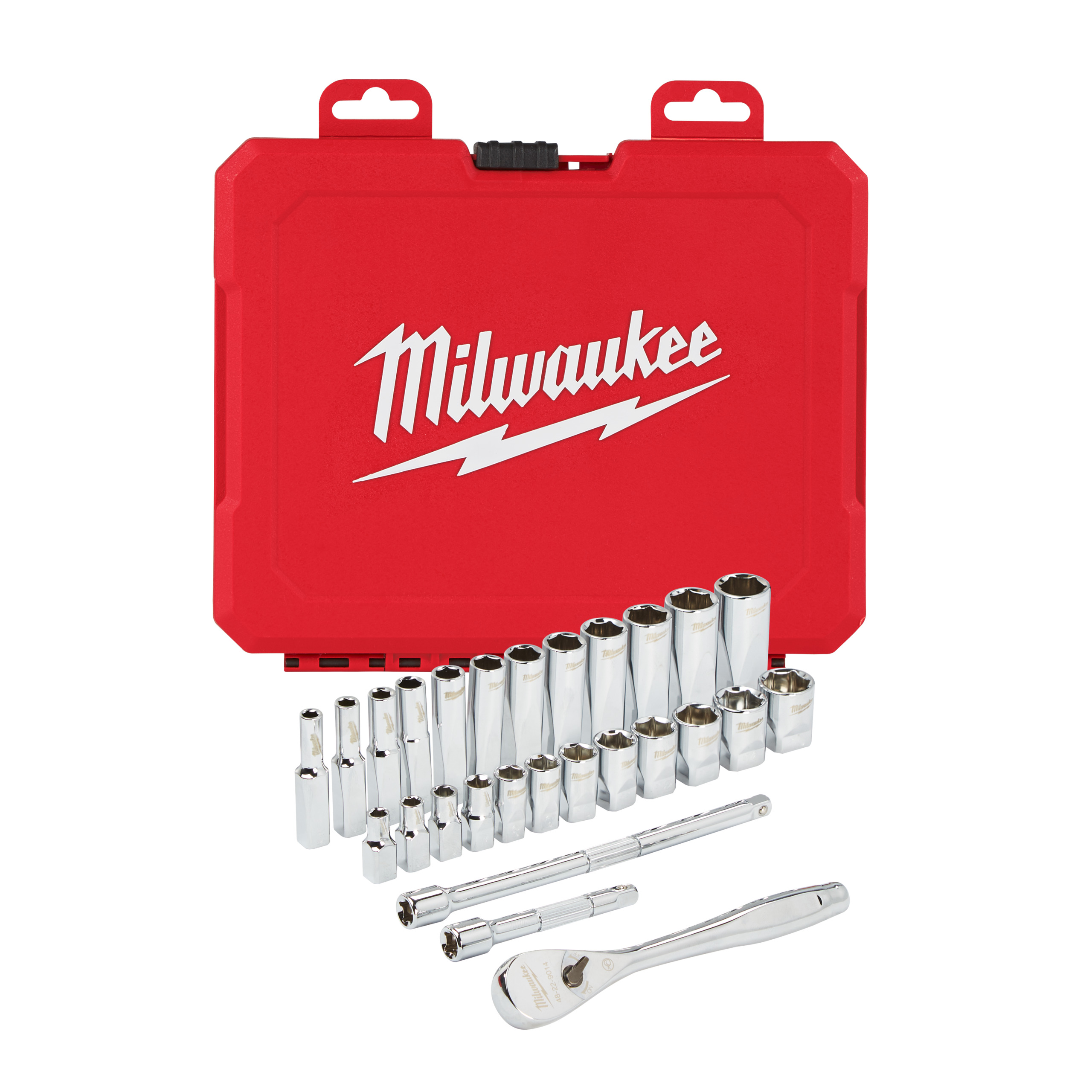 MILWAUKEE 4932464943 Sada ráčny 1/4˝ a metrických nástrčných klíčů (28 ks)