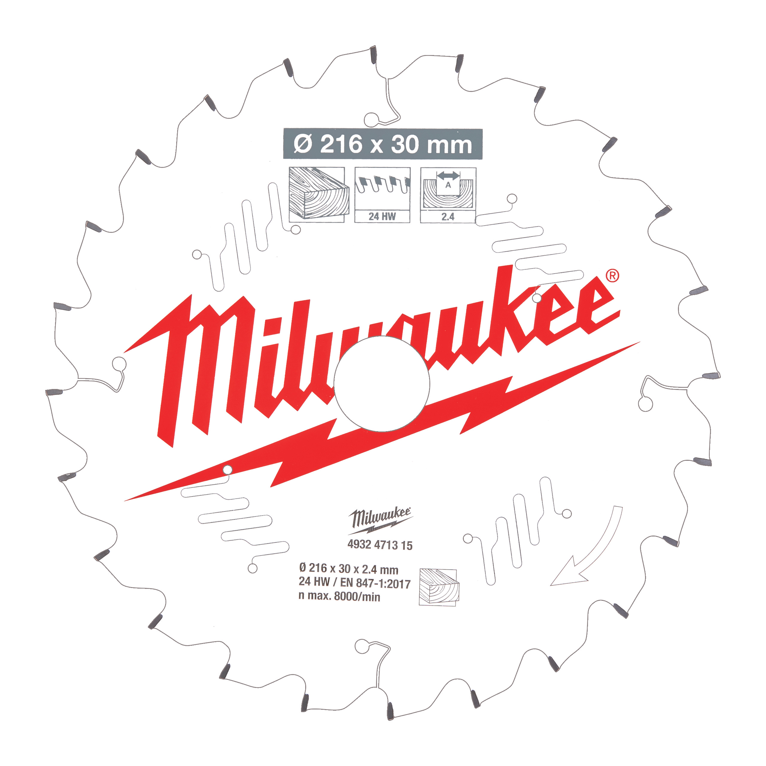 Circular saw blades for mitre saws CSB MS W 216 x 30 x 2,4 x 24ATB neg.