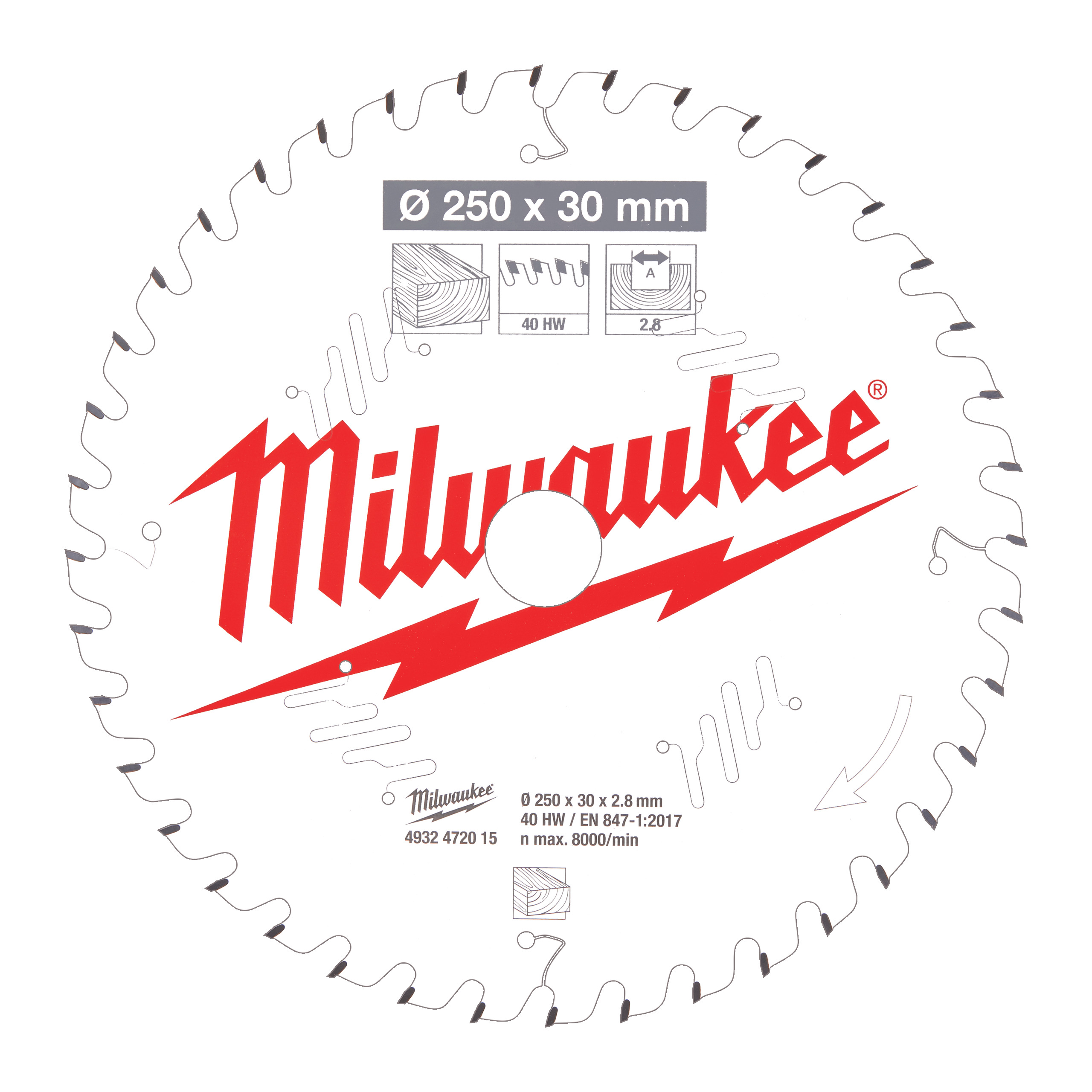 Circular saw blades for mitre saws CSB MS W 250x30x2.8x40ATB