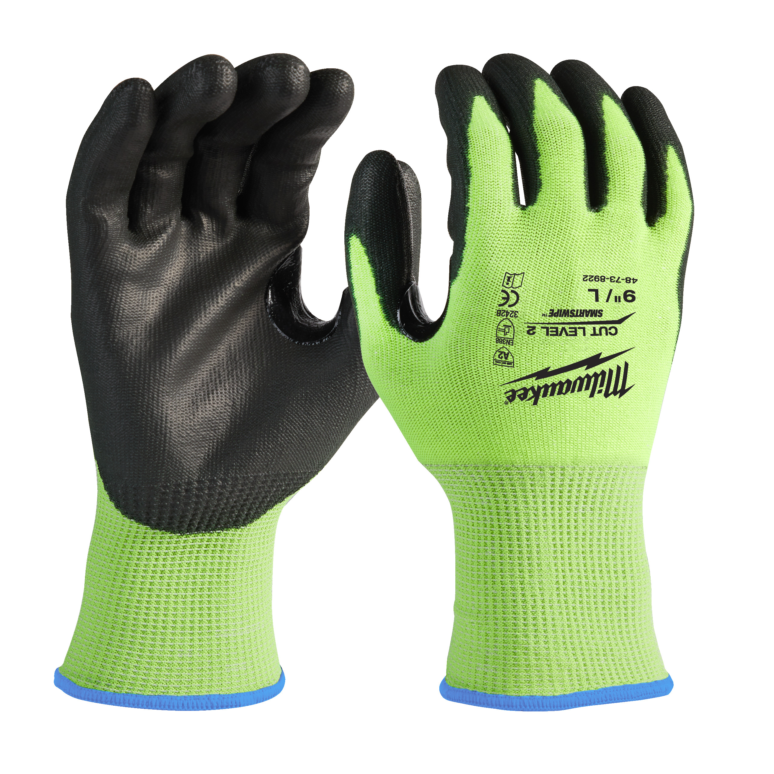 Hi-Vis Cut B Gloves - Hi-Vis Cut B Gloves - 10/XL - 1pc