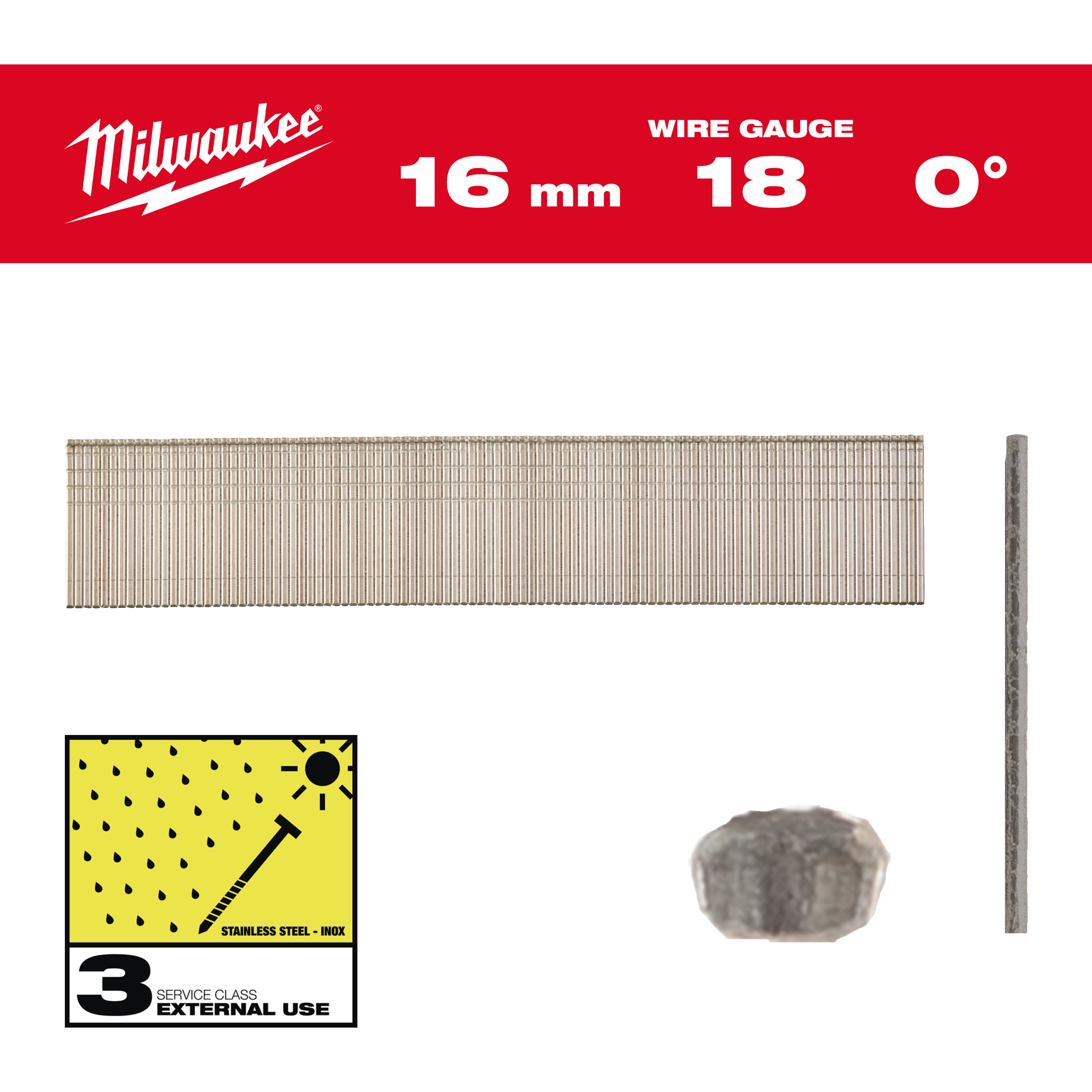 Brad nails, 18 gauge, thin finish head - Inox 18G / 16 mm / SC3 - 10.000 pc