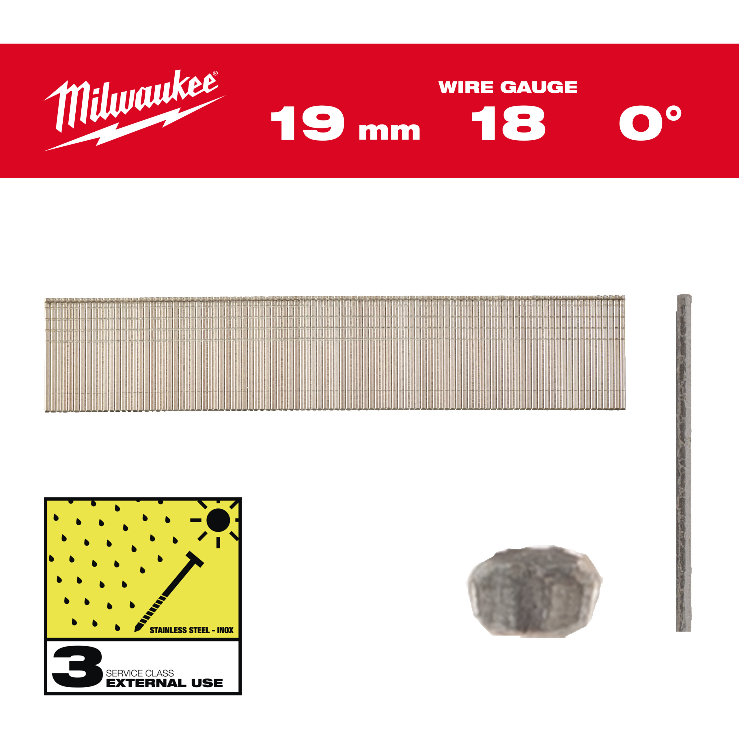 Brad nails, 18 gauge, thin finish head - Inox 18G / 19 mm / SC3 - 10.000 pc