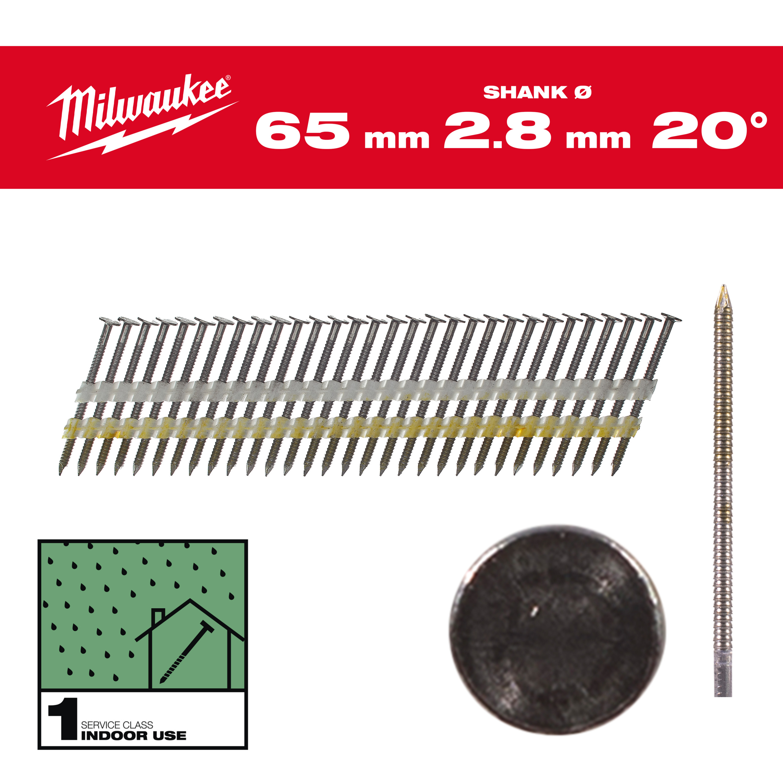 Framing nails, 20°, round head - 20° Round Head 65 mm / RS / B / SC1 - 2.000 pc