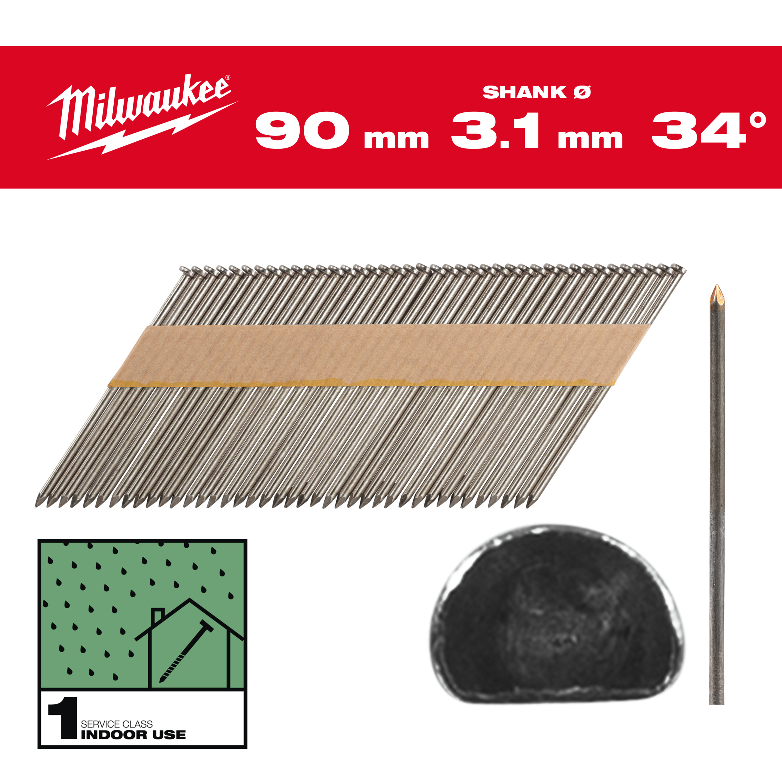 Framing nails, 34°, D head - 34° D-Head 90 mm / SS / B / SC1 - 2.200 pc