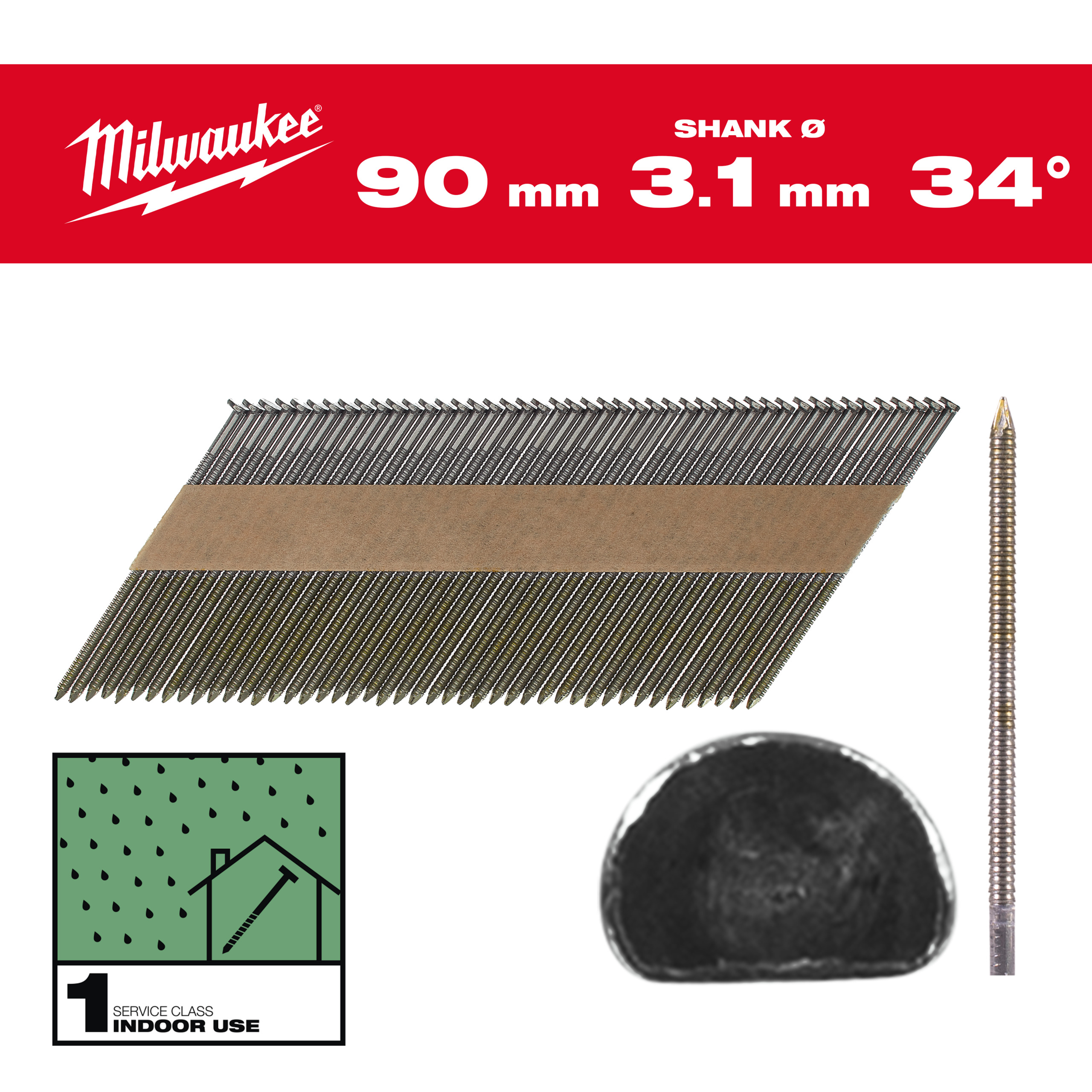Framing nails, 34°, D head - 34° D-Head 90 mm / RS / B / SC1 - 2.200 pc