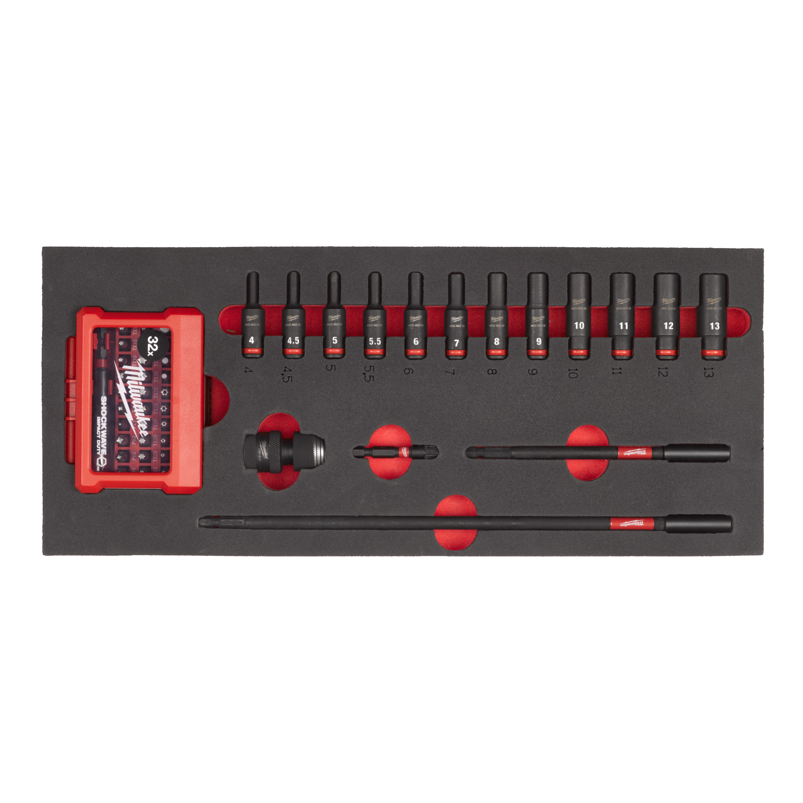 SHOCKWAVE™ IMPACT DUTY impact sockets - 1/4" Sockets deep foam set 1 (17 pc)