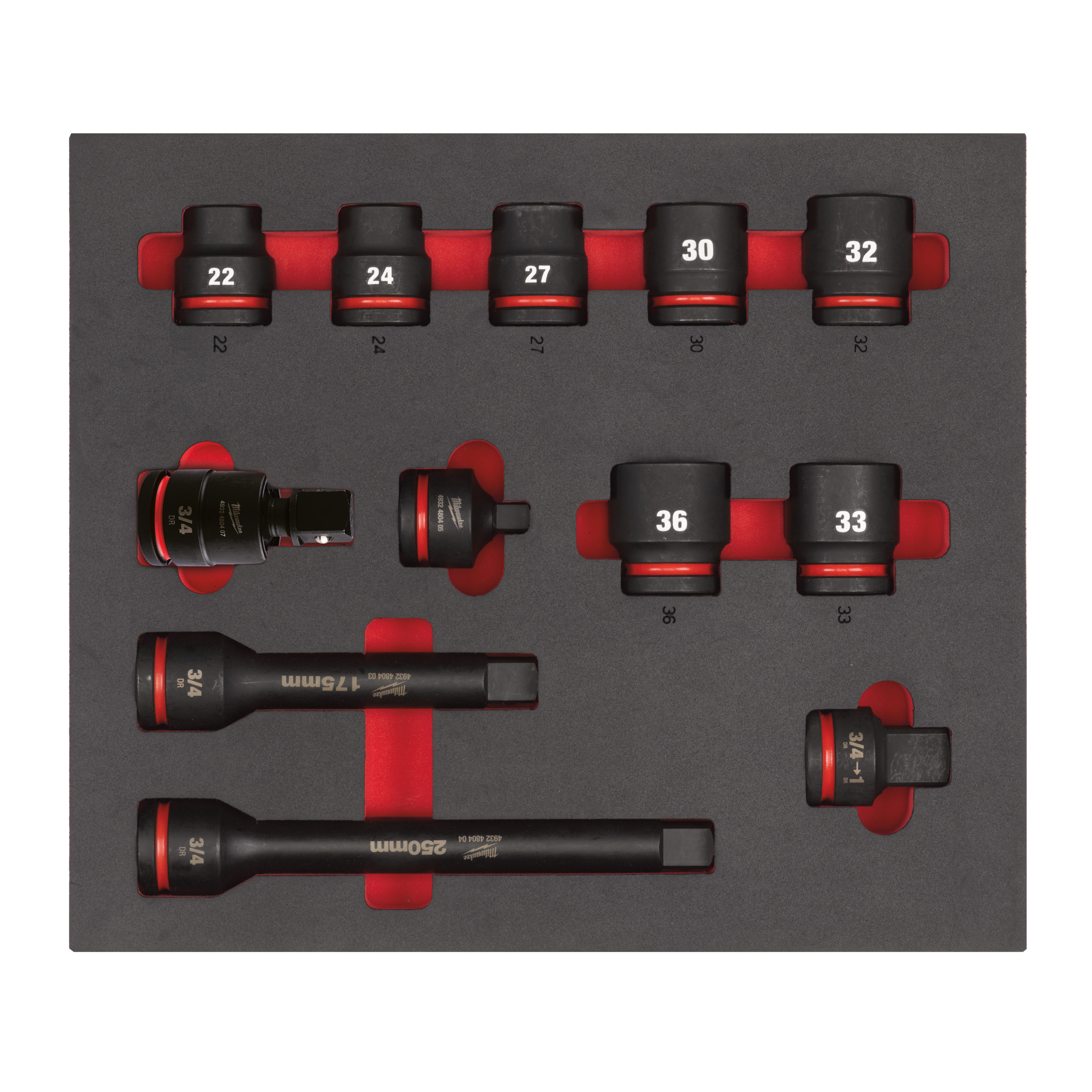 ¾″ SHOCKWAVE™ IMPACT DUTY Foam Inserts - 3/4" Sockets STD foam set 1 (12 pc)