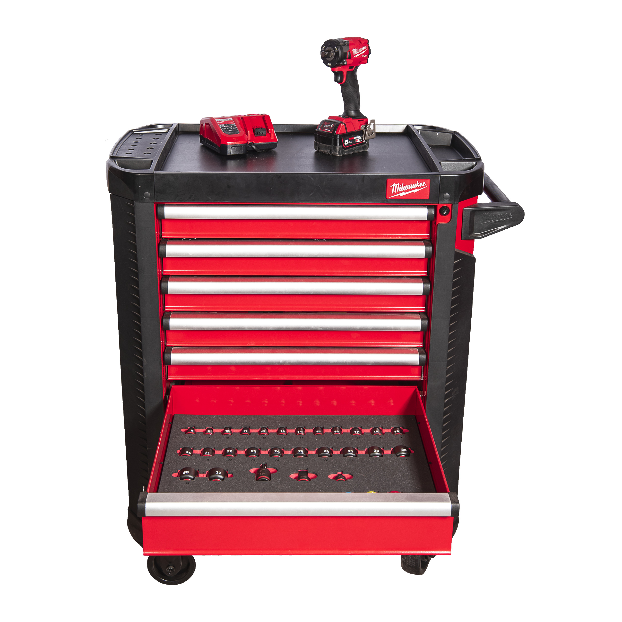 Filled 30" / 78 CM 7-Drawer Steel Storage Rolling Cabinet EU Premium Version