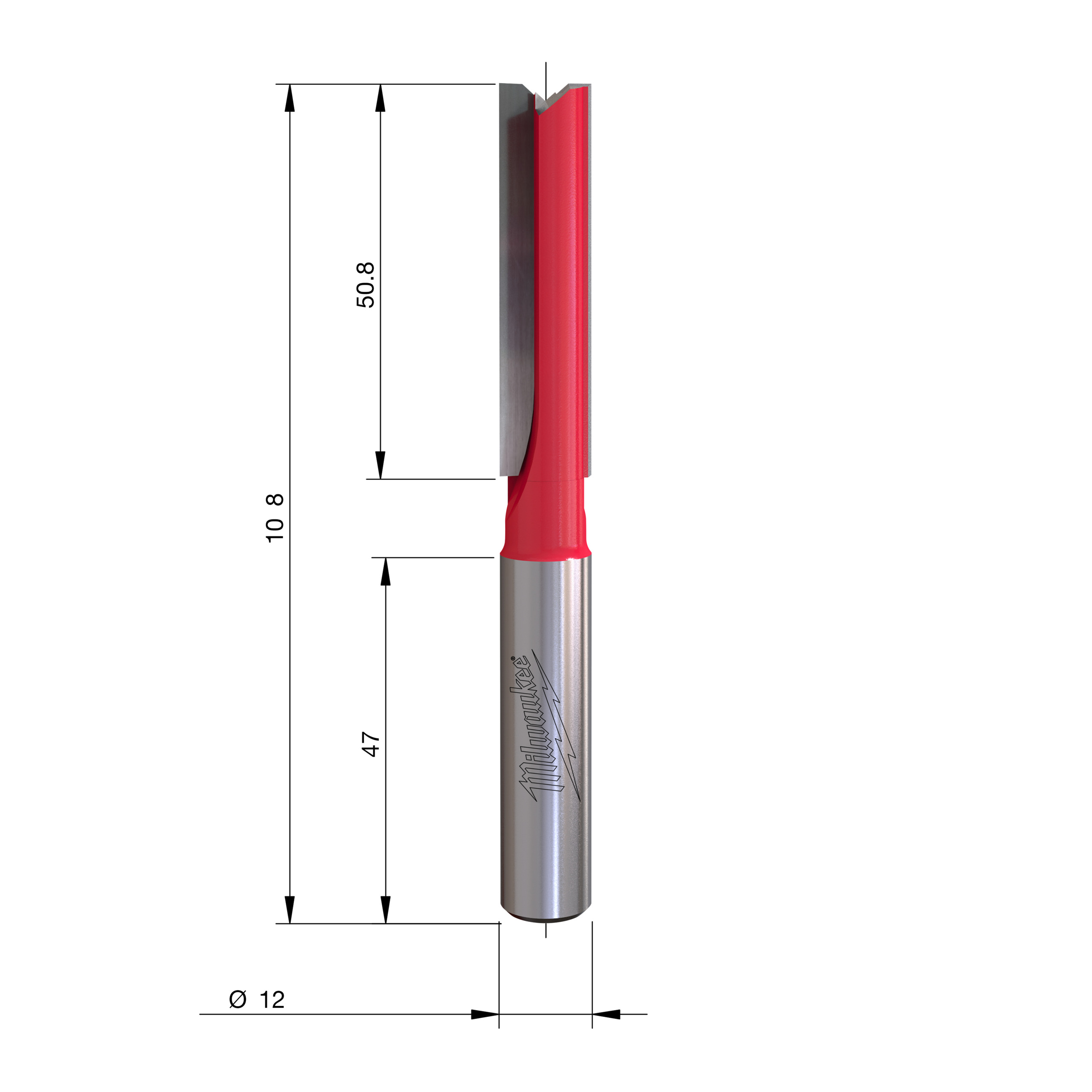 Milwaukee S12 Straight 2C Rovná fréza ⌀12 × 108 mm