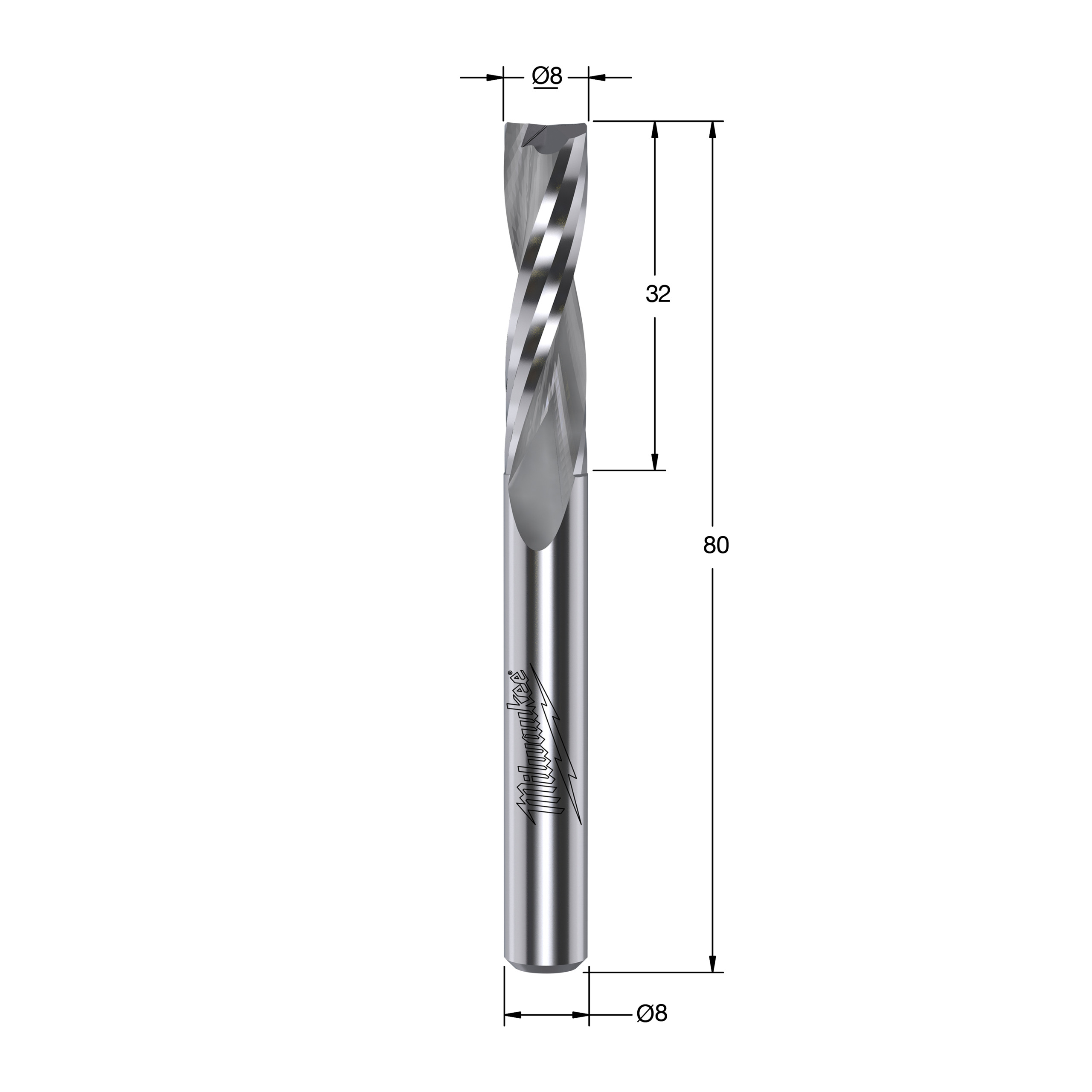 Milwaukee S8 Upcut spirálová fréza 8 × 80 mm – ⌀8 mm