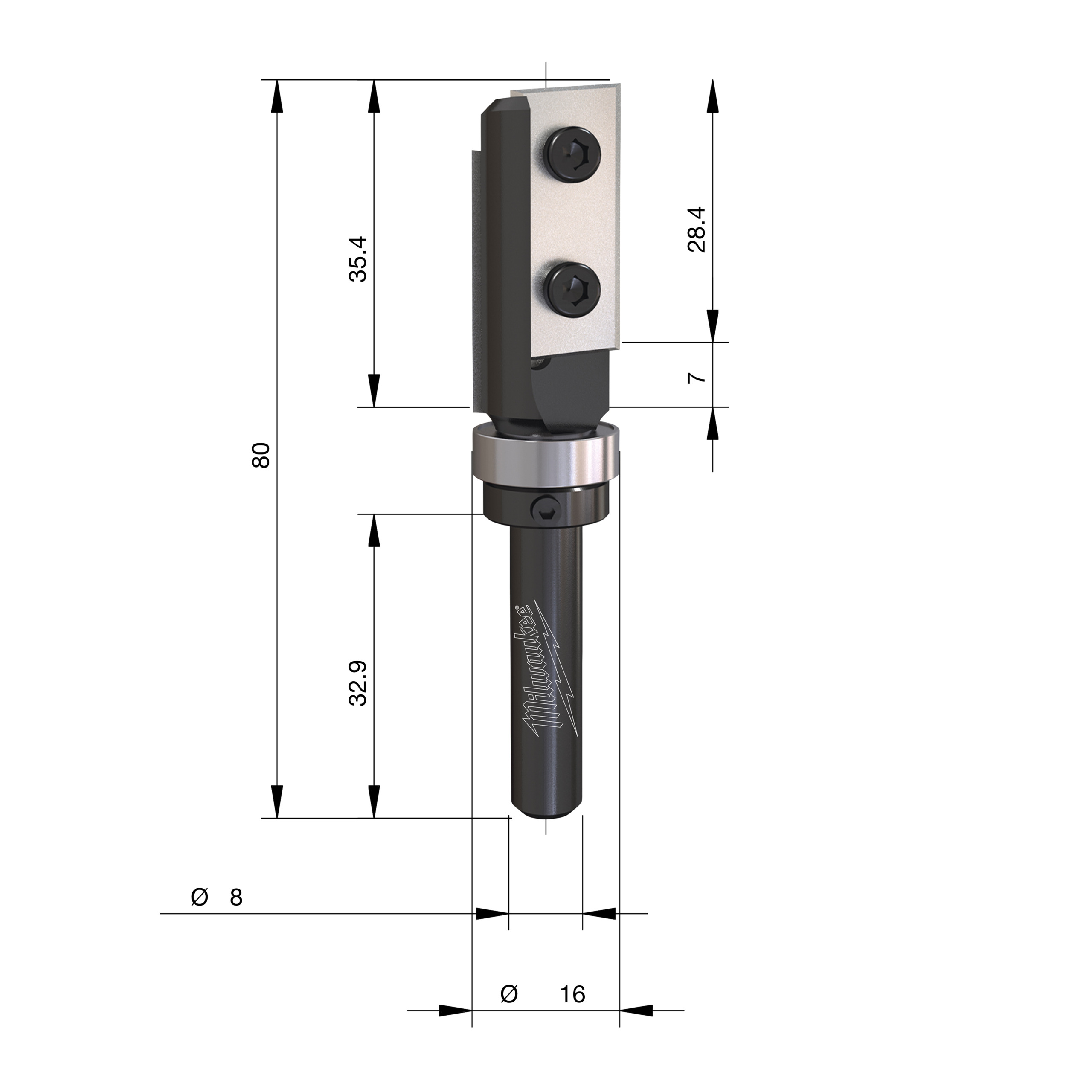 Milwaukee S8 Šablonová fréza HW na laminát 16 × 80 mm