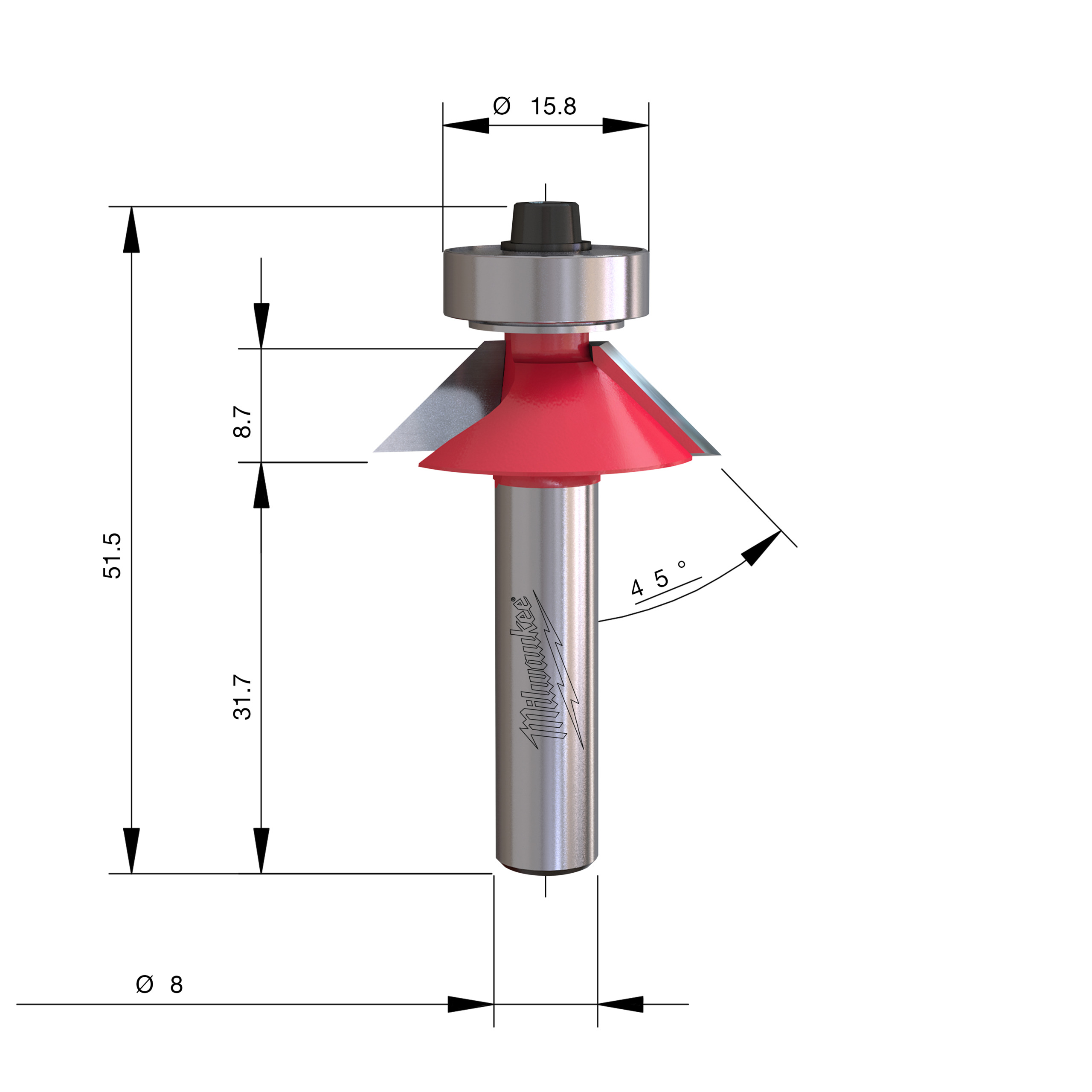 Milwaukee S8 Kombinovaná srážecí a zarovnávací fréza 27 × 51,5 mm – ⌀27 mm (1 ks)