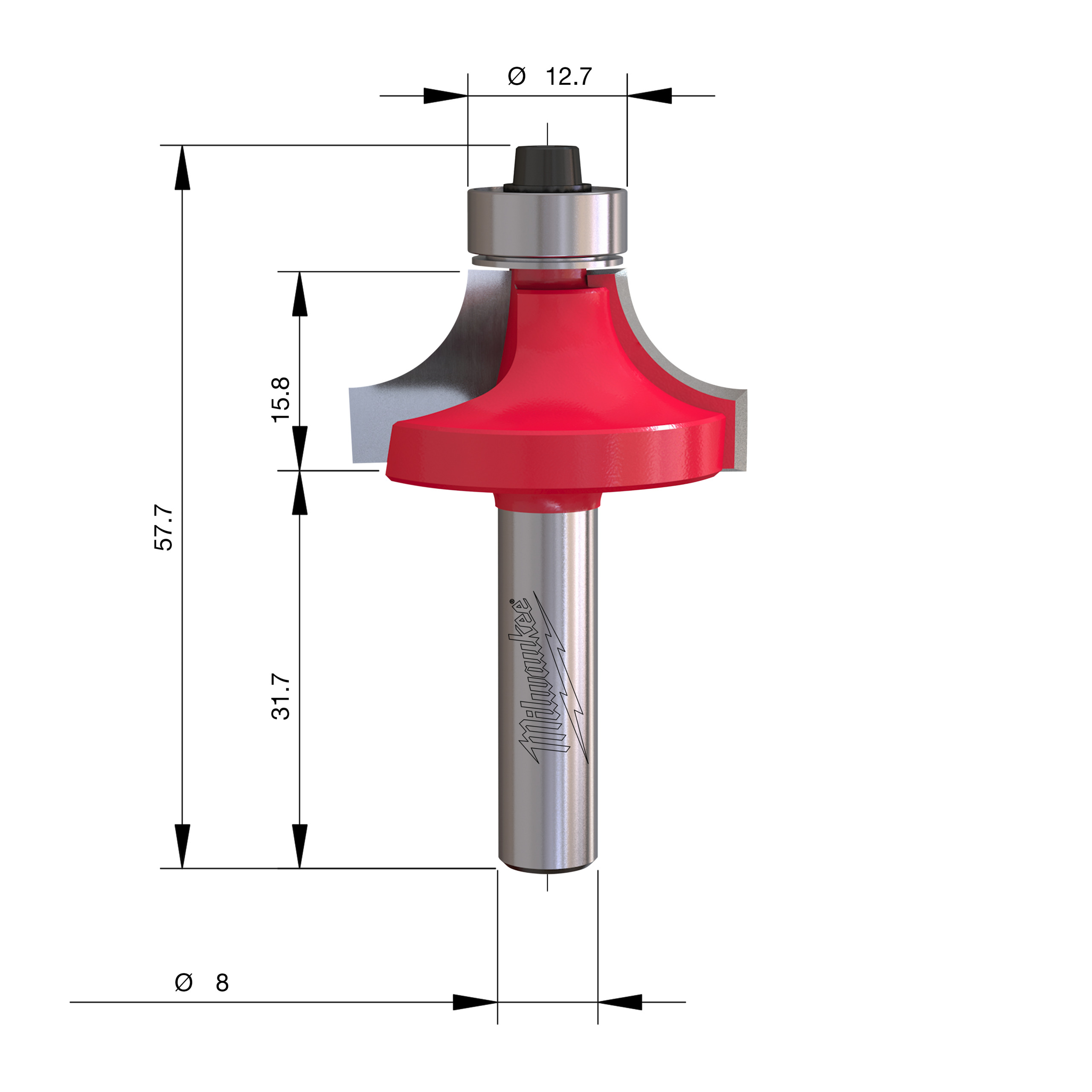 Milwaukee S8 Zaoblovací fréza 31,7 × 57,3 mm – ⌀31,7 mm
