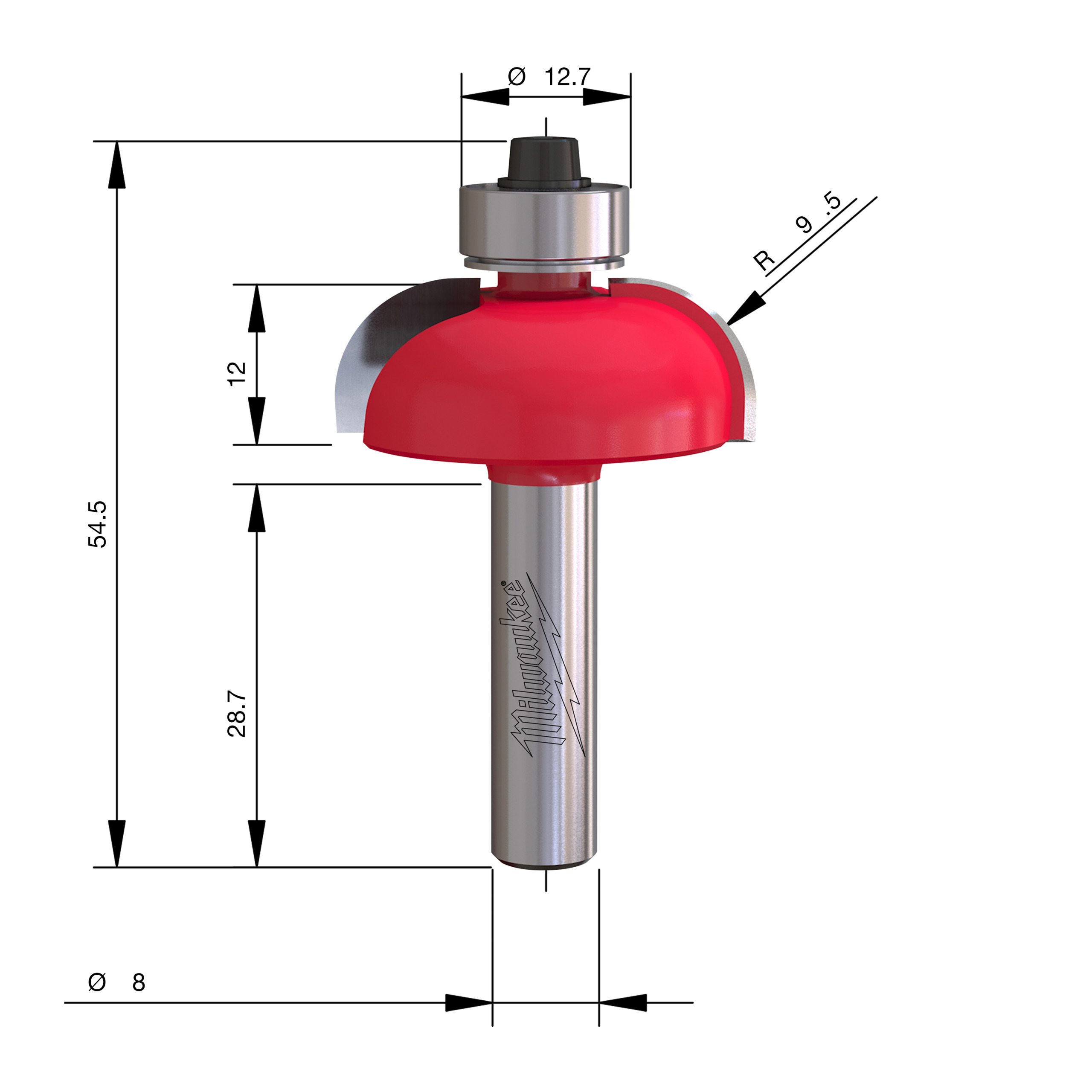 Milwaukee S8 Žlábkovací fréza Cove 31,7 × 54,2 mm – ⌀31,7 mm