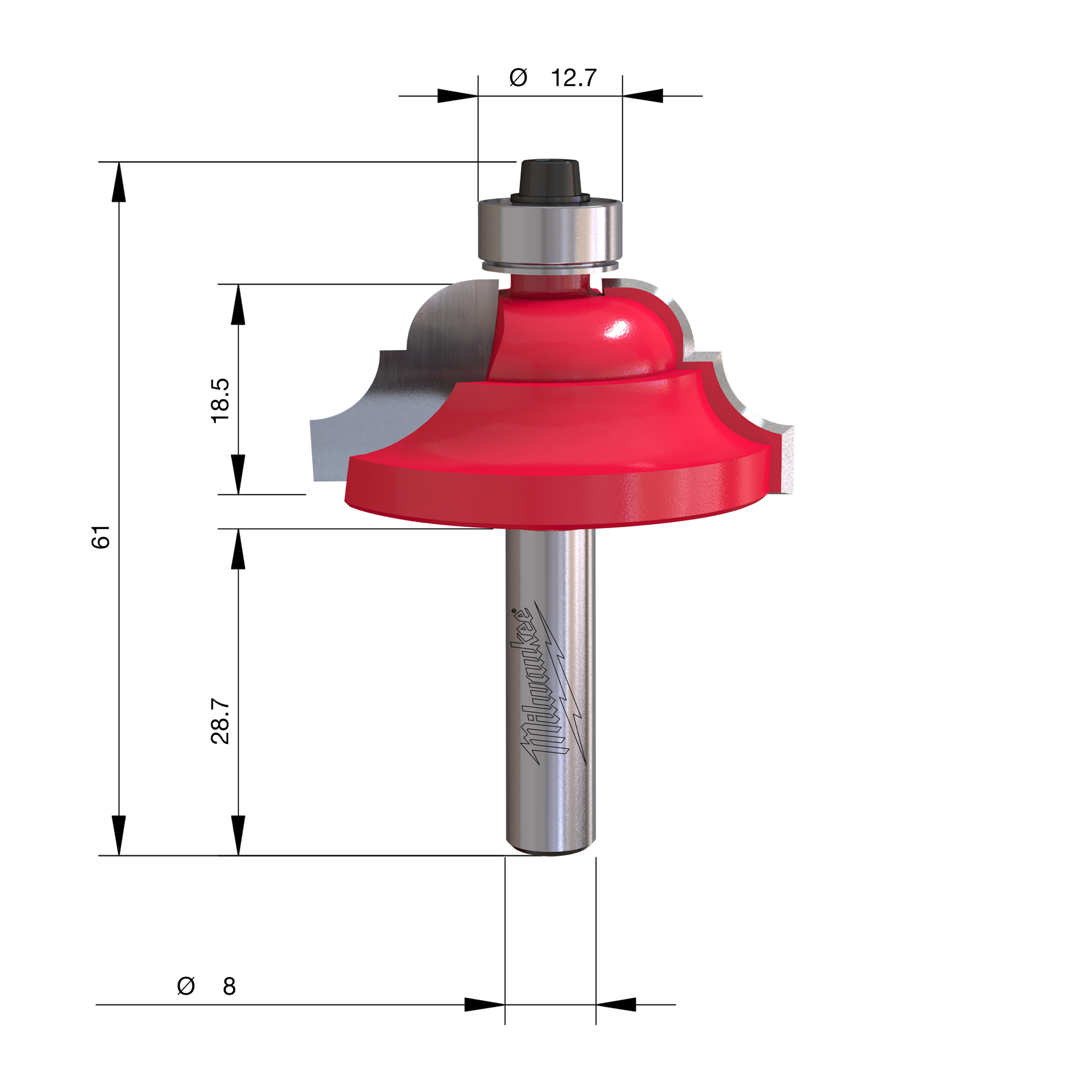 Milwaukee Fréza Roman Ogee S8 stopka 8 mm – ⌀42,8 mm