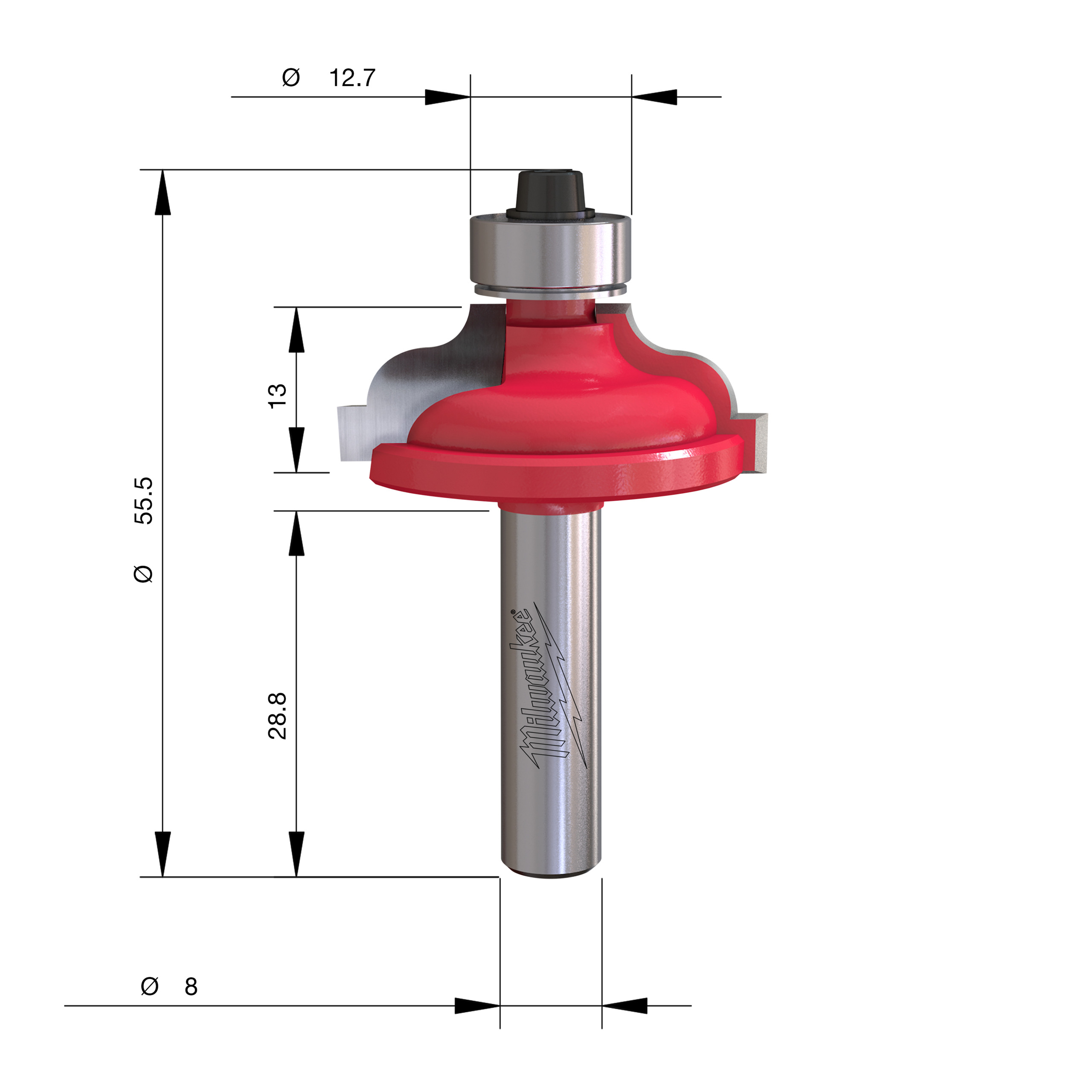 Milwaukee S8 Fréza Roman Ogee stopka 8 mm – ⌀34 mm